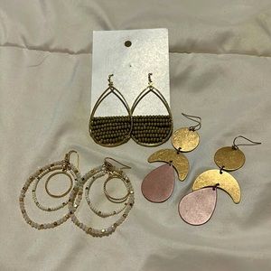 3 sets of earrings 1 NWT!
